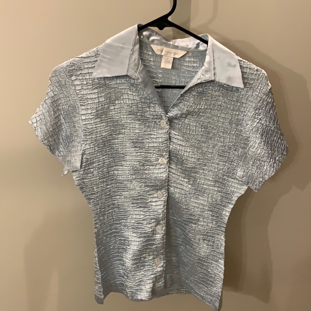 Silver Blue Suit Top Petite Sophisticate